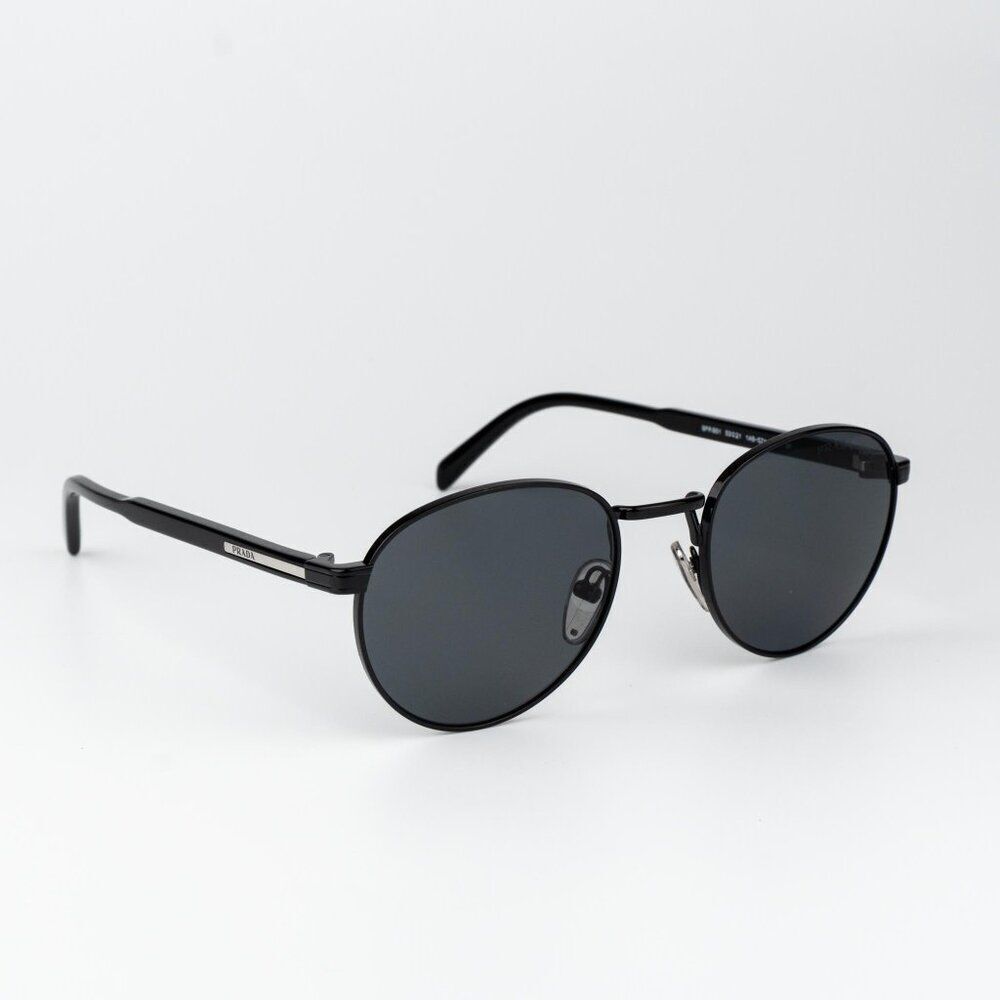 Prada Men Sunglasses Black Polarized Round PRB51S 1AB5Z1 NEW AUTHENTIC - Picture 4 of 13